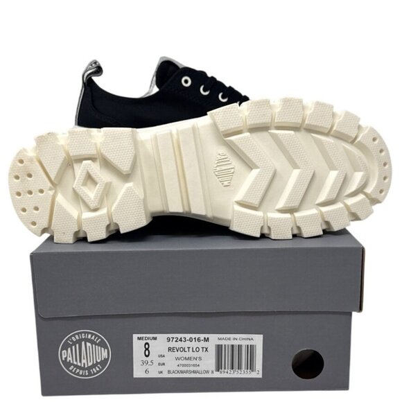 Palladium Revolt Lo Tx Women's Black/White/Marshmallow Chunky Sneakers Size 8 97 - Picture 6 of 6